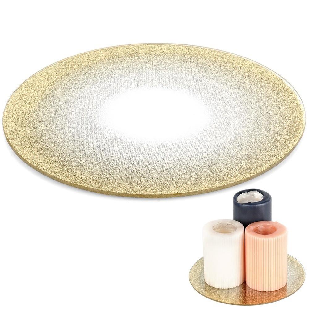 Mirrored glass glitter stand for decorative candle compositions, 20 cm