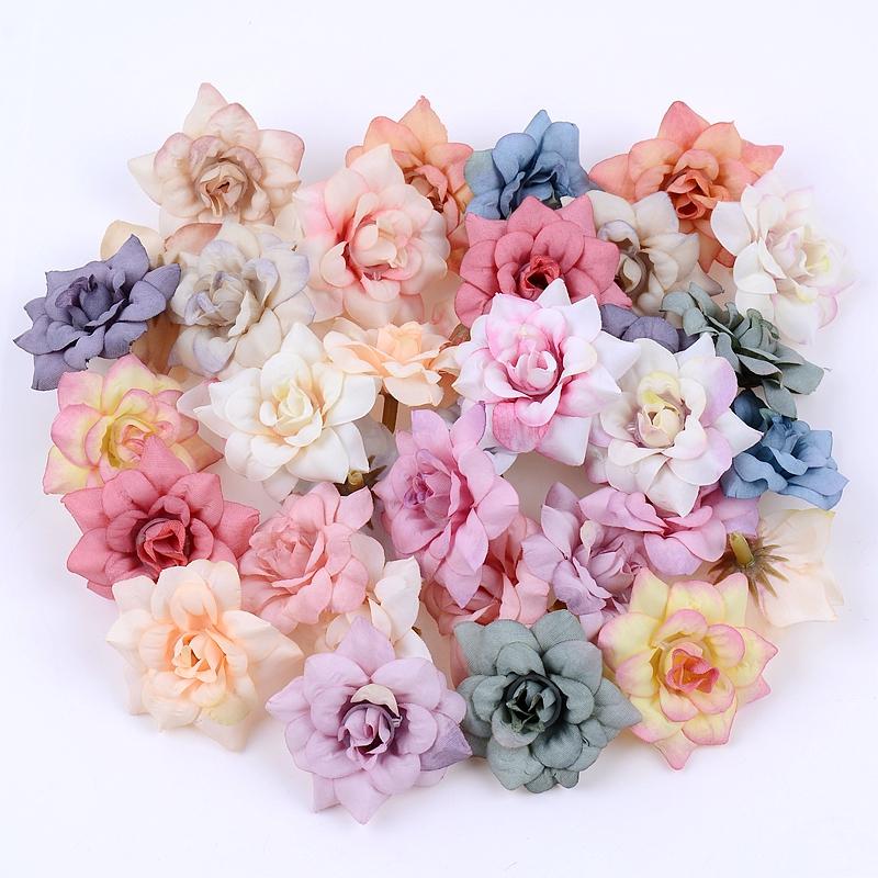 20PCs Rose Artificial Flowers Head Silk Fake Flowers Wedding Party Home Living Room Dining Table Garden Decorations DIY Crafts