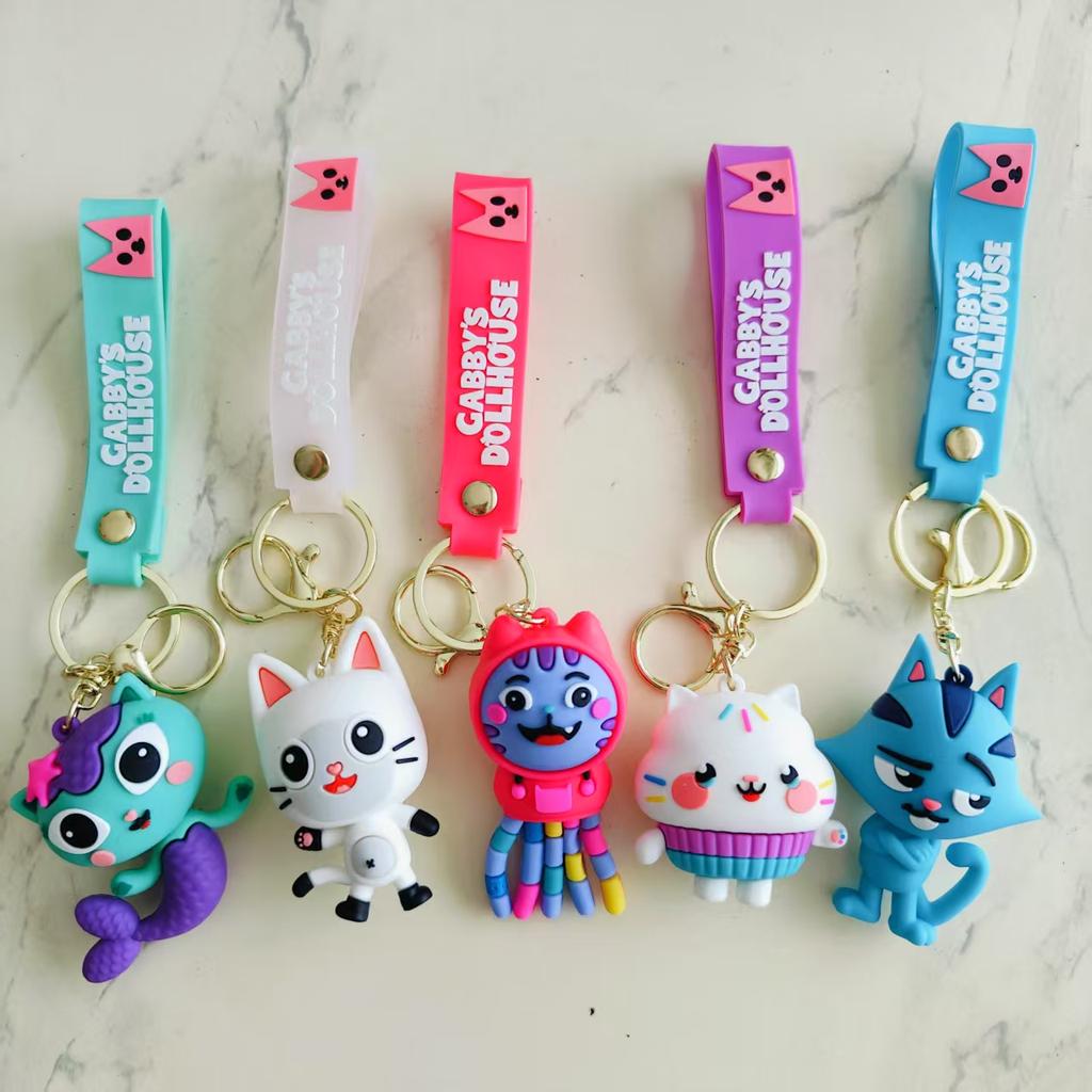 Cute Cat Keychain Bag Charm Doll Keyring Women Car Key Chain Llaveros Anime Gato Accessories Gift
