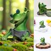 Garden Frog Statue Cartoon Sitting Frog Resin Figurine Animal Sculpture Indoor Outdoor Planter Pot Home Office Desktop Decoration Ornament