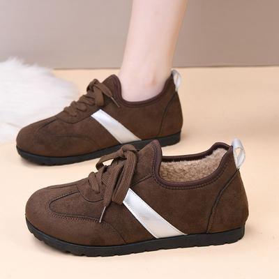 Плоские тренировочные туфли, новая зимняя универсальная обувь на мягкой подошве в стиле ретро, спортивная обувь, женская обувь, теплые хлопковые туфли на флисе