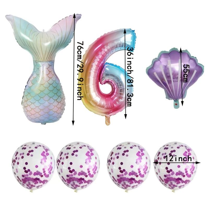 Набор из 7 предметов, набор воздушных шаров с градиентной фиолетовой русалкой, размер 0-9, 32-дюймовый градиентный цифровой воздушный шар с русалкой, воздушный шар для украшения праздника, дня рождения, свадьбы
