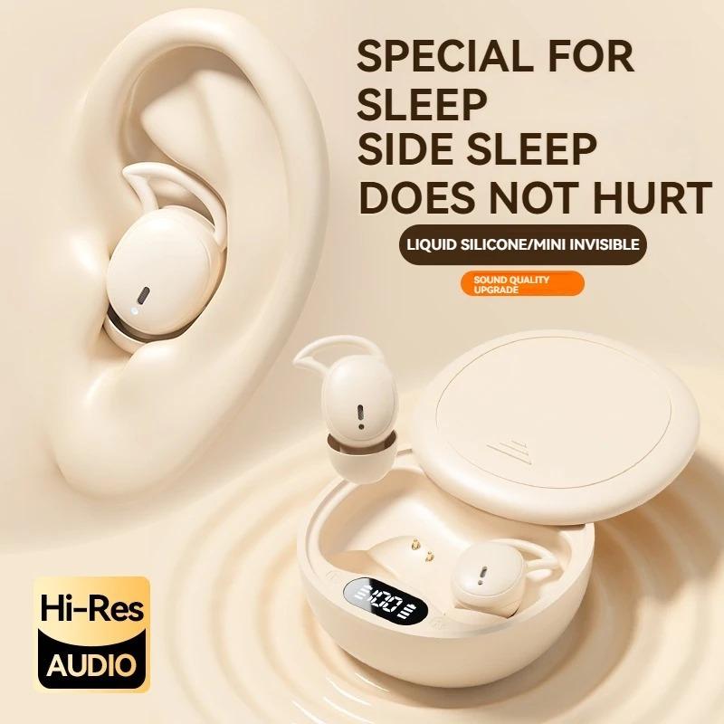 Sleep-Optimized M73 TWS Bluetooth Earphones - 60Hrs Ultra-Thin Design for Side Sleepers, HD Music/Call Noise Reduction Earbuds