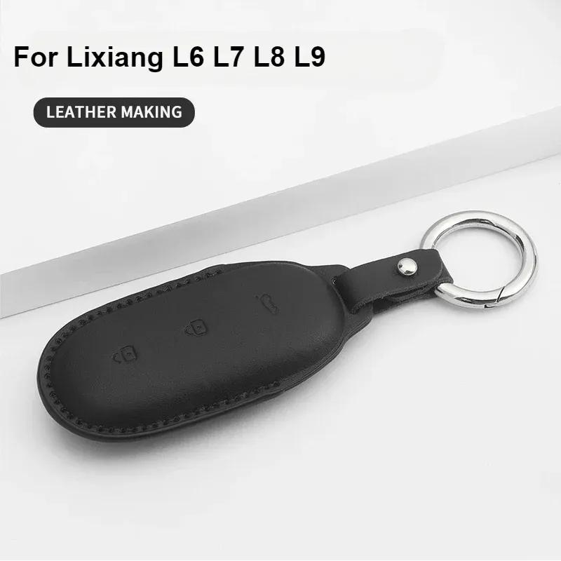 Car Key Case Cover Fob for LEADING IDEAL Lixiang L6 L7 L8 L9 ONE 2024 Li Auto Key Case Shell PU Keychian Accessories