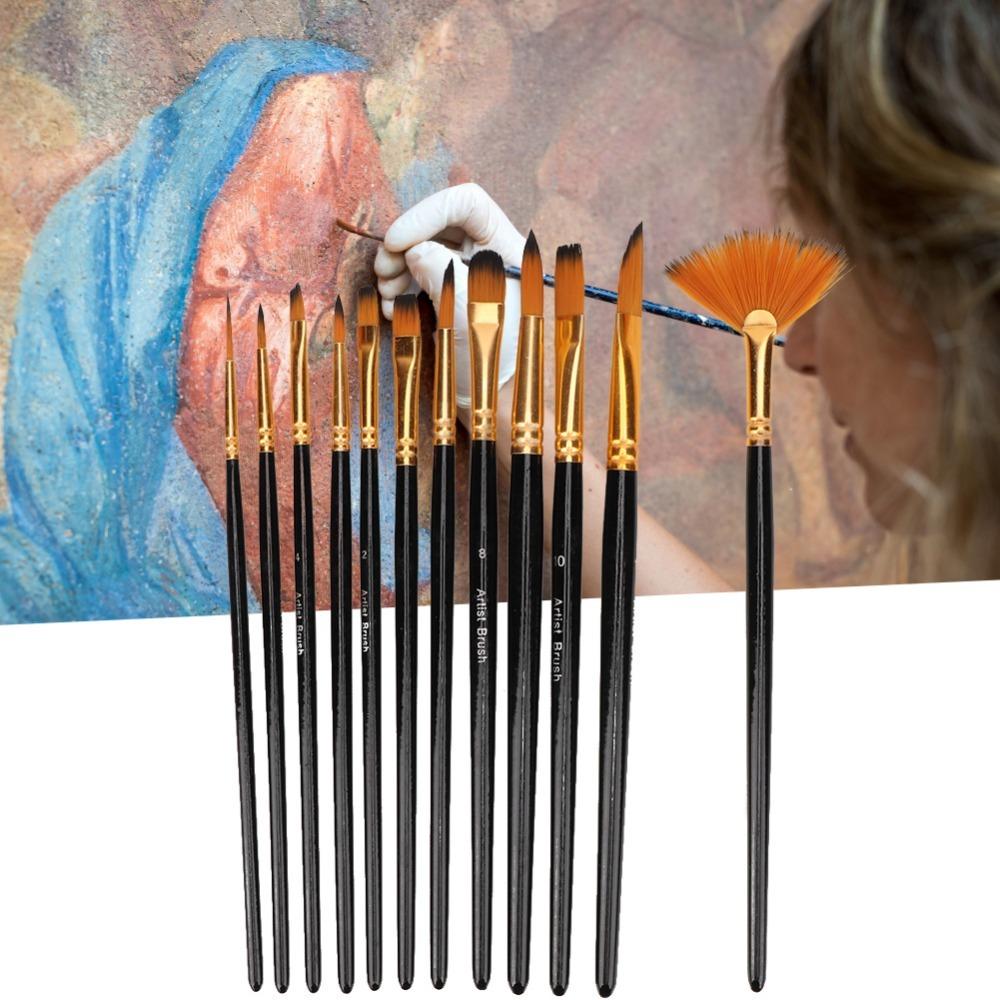 12PCS Comfortable grip Special Shape Paint Brushes Handmade craft painting