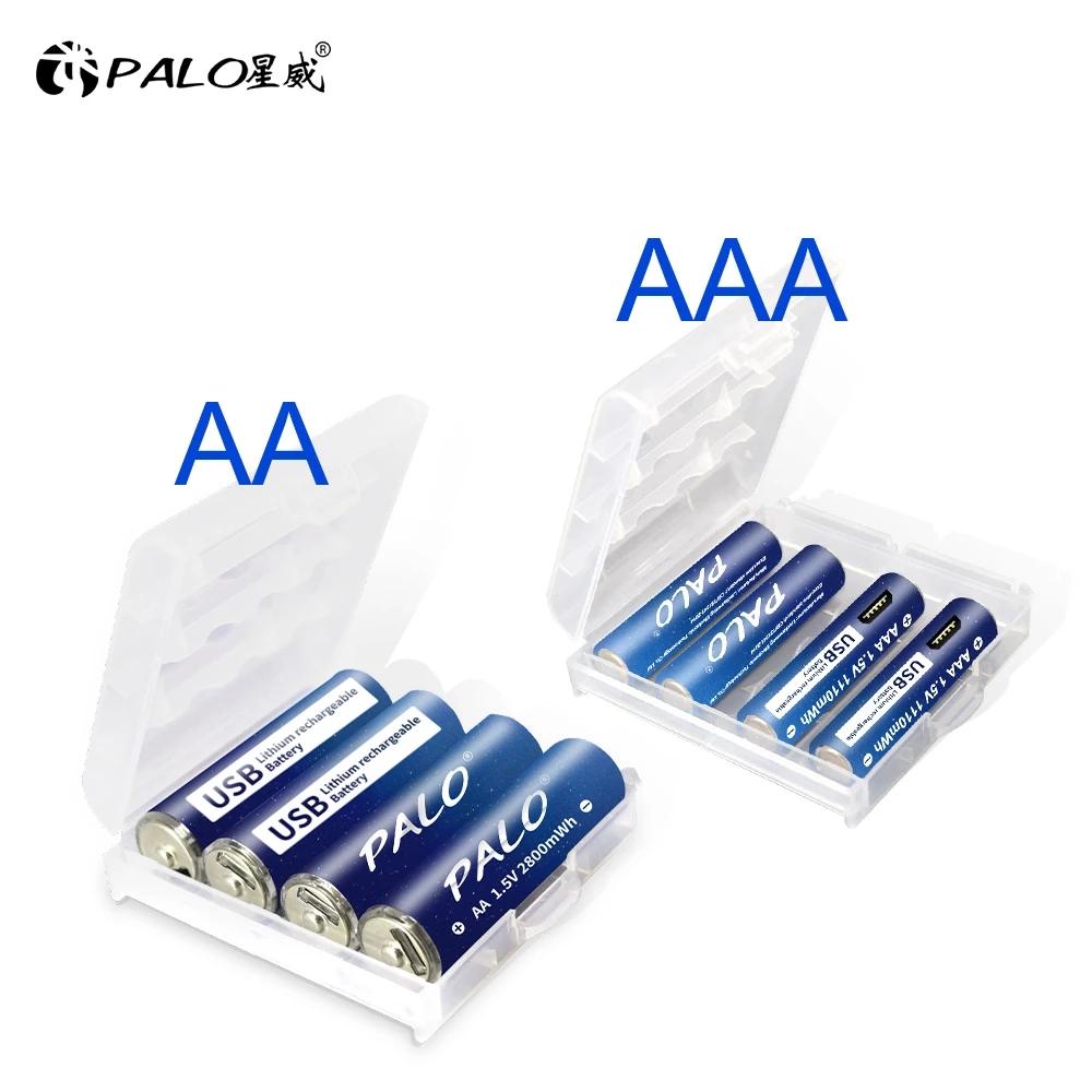 PALO 1,5 В AA 3600 мВтч и 1110 мВтч AAA аккумуляторная батарея USB аккумуляторная батарея Li-ion литиевые батареи aa aaa батарея