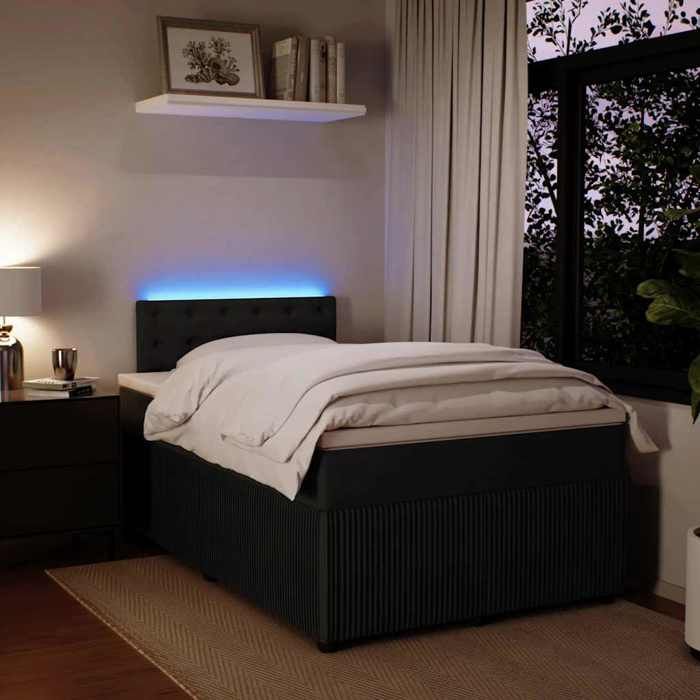 Maison Exclusive - Sommier à lattes de lit avec matelas noir 120x190 cm velours