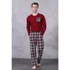 Мужской пижамный комплект с принтом в клетку, с длинным рукавом, с карманами, сезонный 100% хлопок, комплект для приданого, мягкий