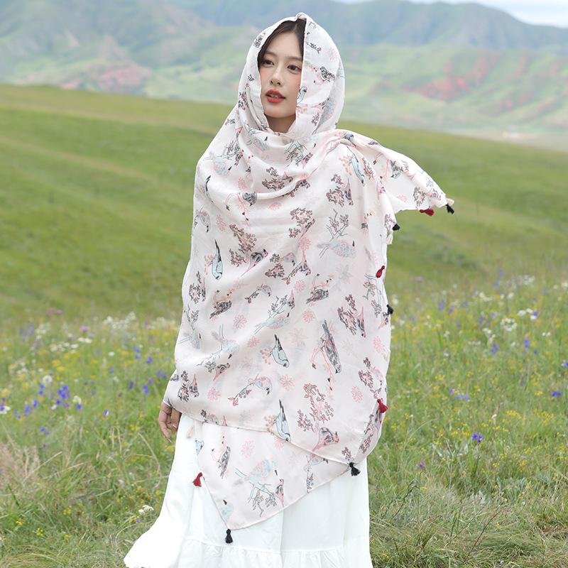 Thickened Women'S Travel Photography Shawl, Women'S Ethnic Style Scarf, Dual-Use Air-Conditioned Room Cloak