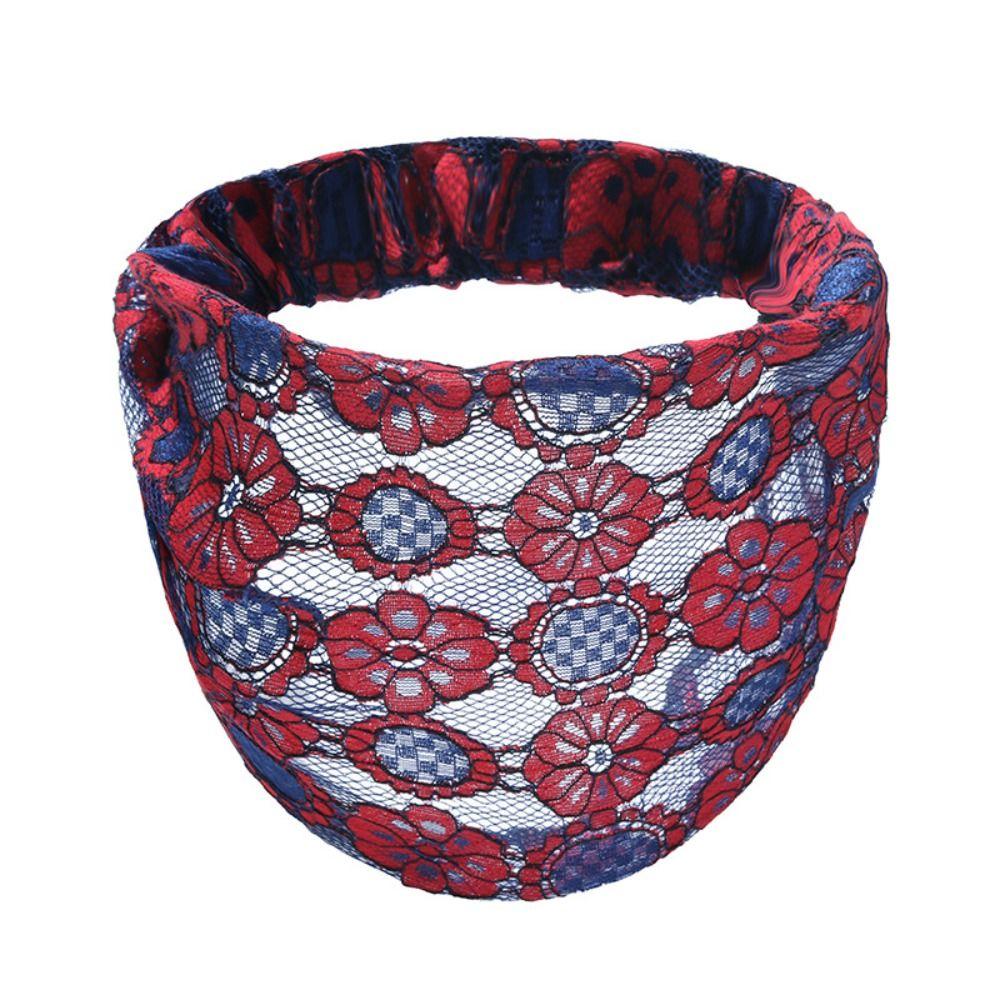 Hair Hoop Mesh Flower Headband Non Slip Wide Side Head Wrap Fashion Lace Hairbands Party