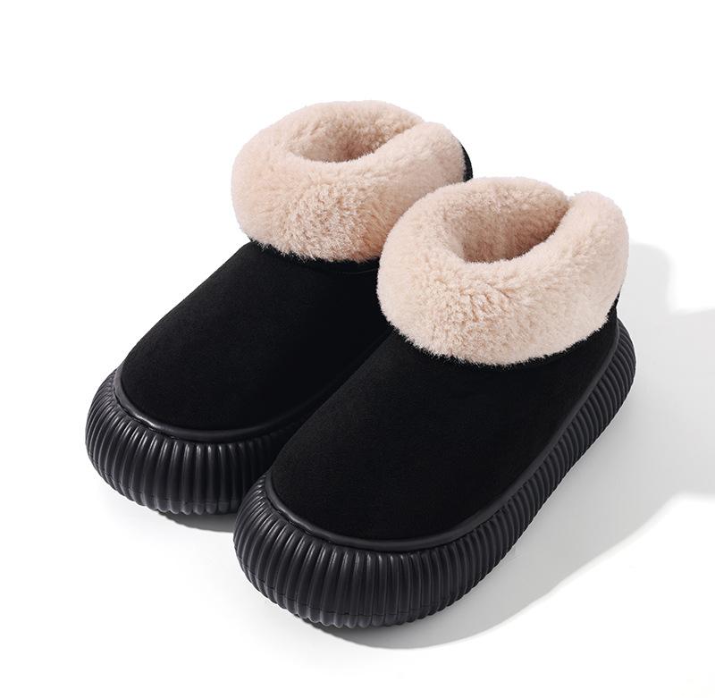 Женские зимние ботинки для снега с подкладкой из искусственного меха, тапочки, удобная пушистая домашняя обувь для отдыха на открытом воздухе, нескользящая платформа, теплые ботильоны для женщин