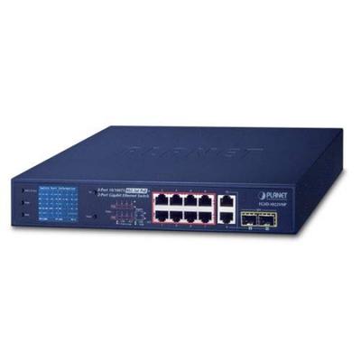 Гигабитный комбинированный настольный коммутатор PoE с ЖК-монитором PoE PLANET FGSD-1022VHP 8 портов 10/100TX 802.3at + 2 порта TP/SFP