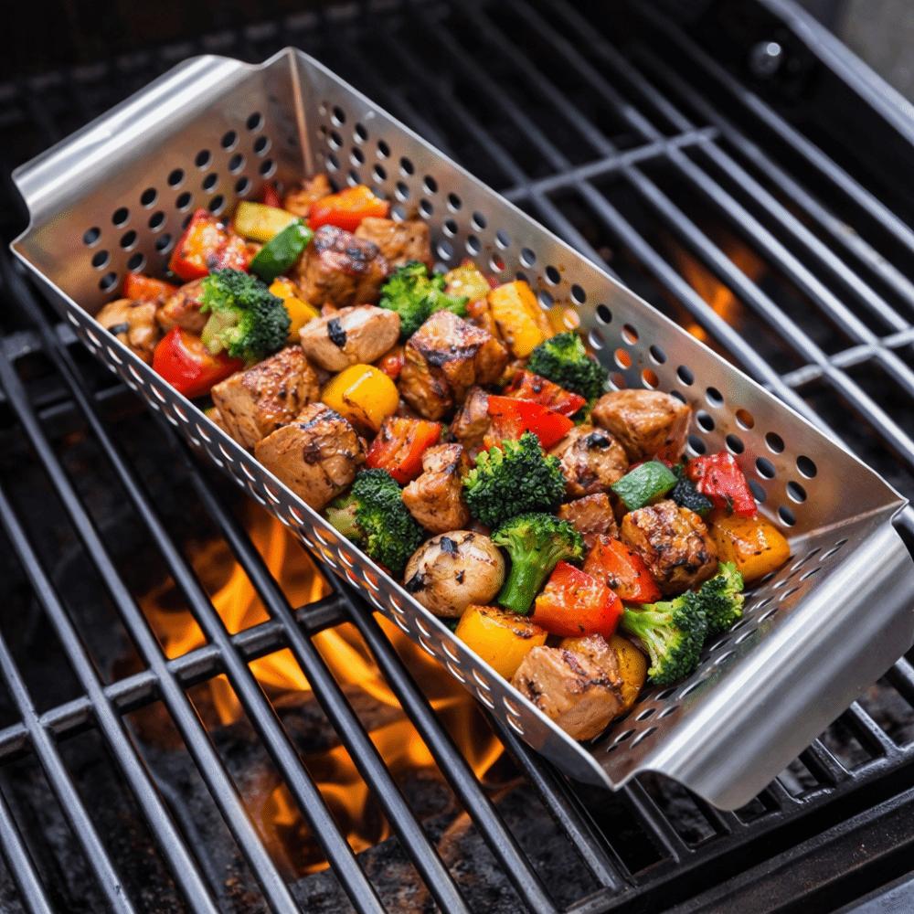 Leakage Hole Design Grilling Plate Double Handle Frying Food Holding Pan BBQ Tray  Seafood