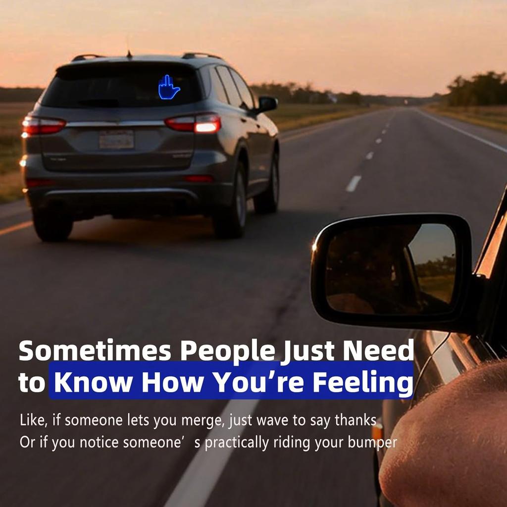 Светодиодный знак «Средний палец» для автомобиля, Рука со светодиодным жестом «Глог» для автомобиля, Светодиодный знак «Дорожный агрессор», Светящаяся рука «Дорожный приятель» со светодиодным жестом «Гло» для окна автомобиля с пультом дистанционного управления,