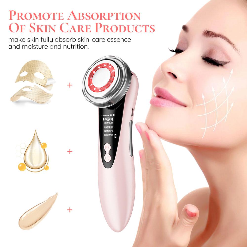 EMS Facial Massager LED Light Therapy Sonic Vibration Wrinkle Removal Skin Tightening Warm Cool Treatment Skin Care Beauty Device