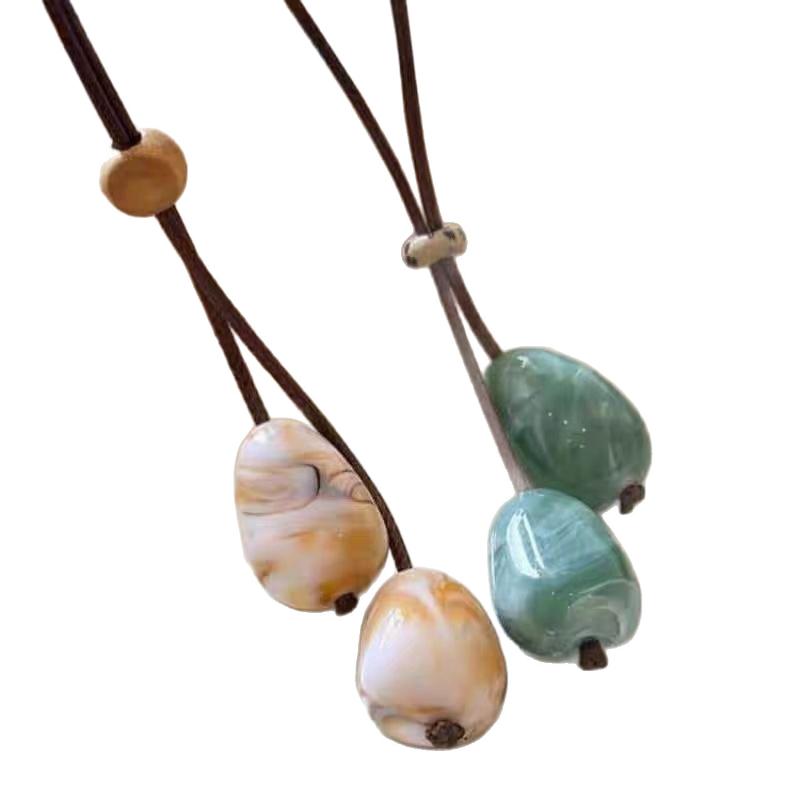 Элегантное длинное овальное ожерелье-подвеска в китайском стиле, лесная система, простое винтажное дзен-дизайн, ювелирный аксессуар