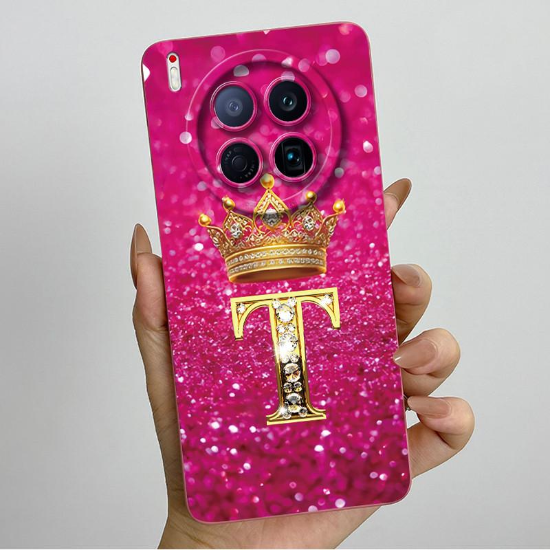 Чехлы для телефона Tecno Camon 40 Premier 5G CM8 Чехлы с короной и начальной буквой Мягкий жидкий силикон Продвинутый корпус с защитой от отпечатков пальцев