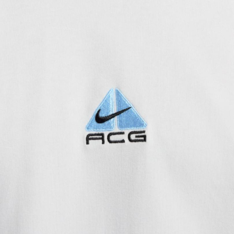 Nike Мужская футболка с длинным рукавом и вышивкой логотипа ACG Lungs, в рубчик, с круглым вырезом, Топы Summit-White DR7753-123