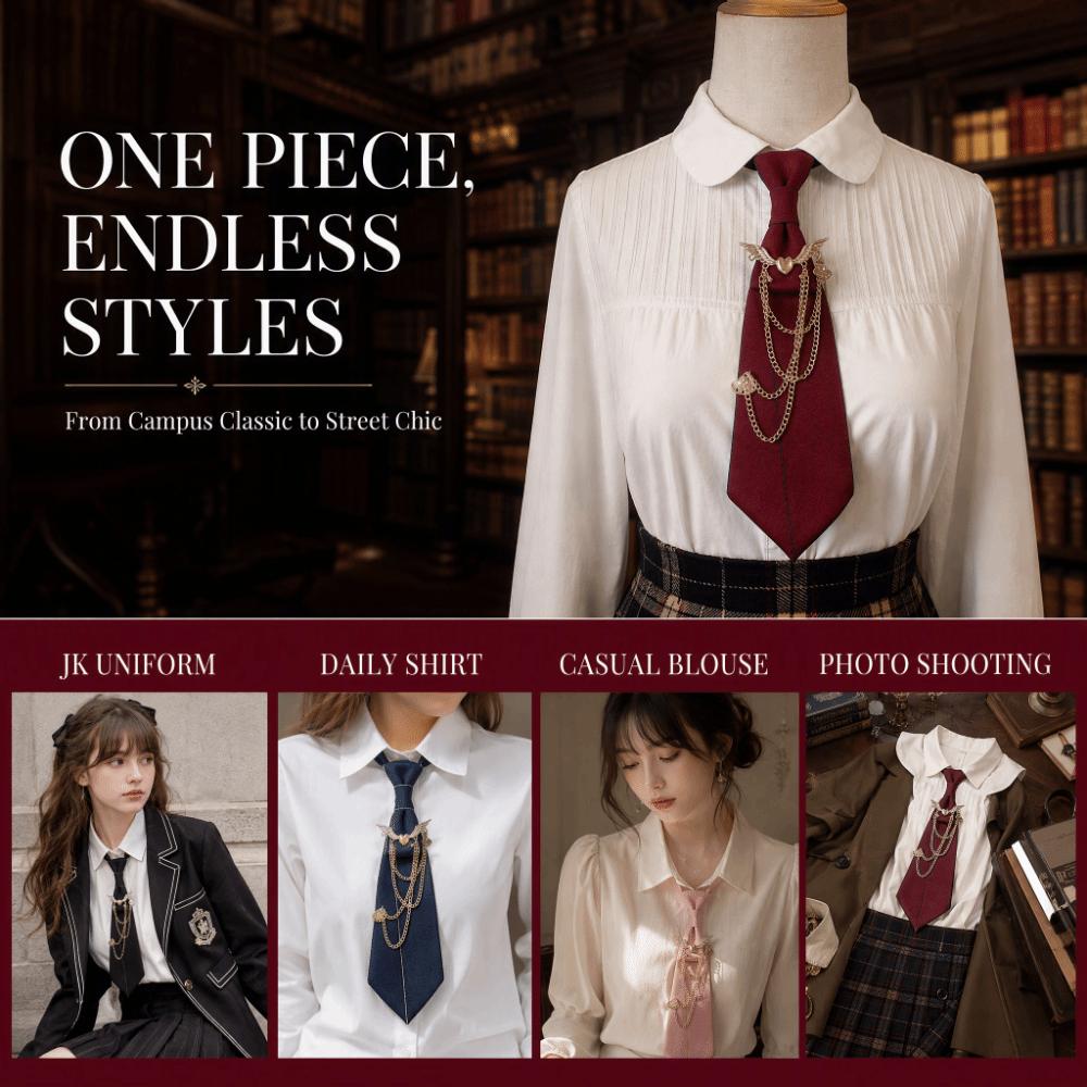 Polyester JK Collar Pin No Tie Needed Neck Ornament Fashion Chain Neck Accessory  Shirt Match