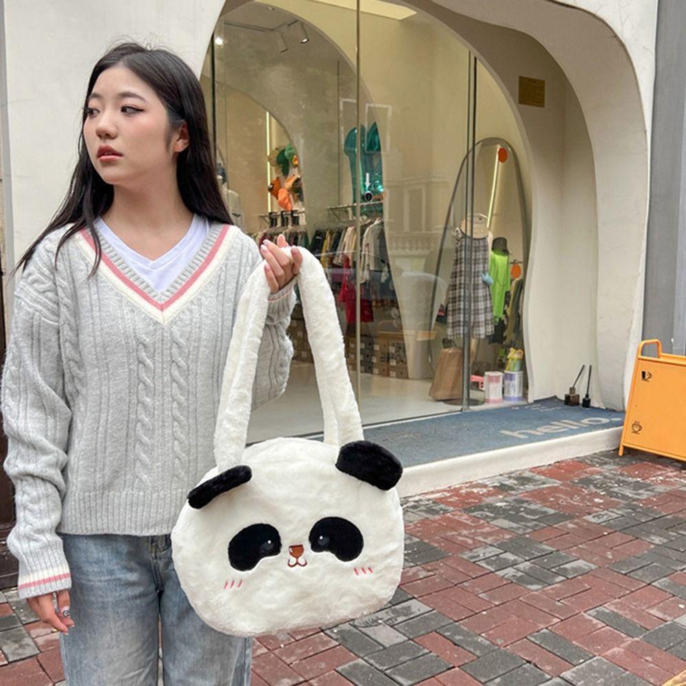 Animal Students School Bag Plush Cartoon Messaage Bag Adjustable Panda Backpack Travel