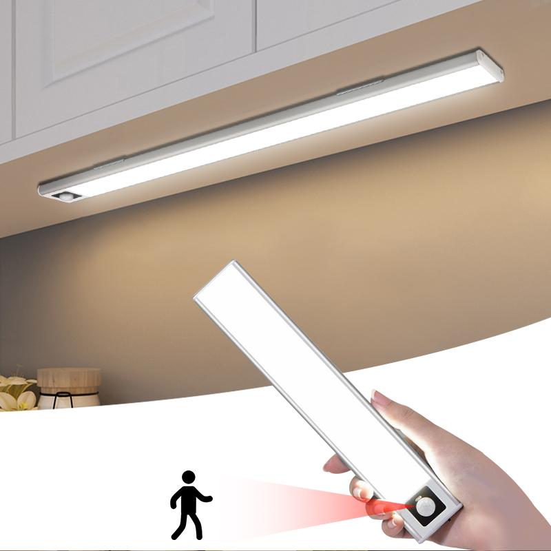 USB Portable Wireless Motion Sensor Light Rigid Strip Night Light Aluminum Profile LED Bar Light Kitchen Closet Stairs Wall Lamp