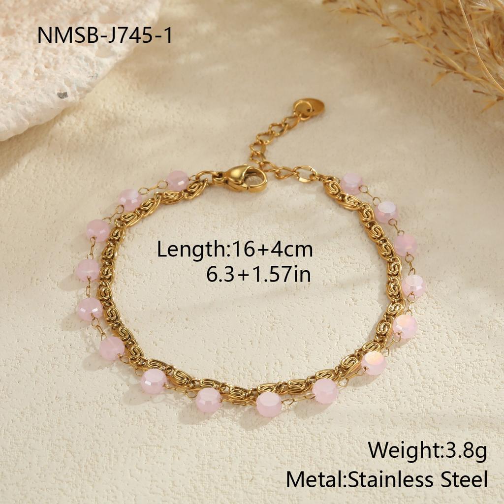 GEMCHIC Women's 18K Gold Plated Stainless Steel Layered Necklace Colorful Beads Starfish Pendant Summer Beach Clavicle Chain