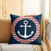 Navy Blue Nautical Ocean Boat Anchor Cushion Cover Silky Short Plush Invisible Zipper Dustproof Sofa Pillow Case For Home Decor