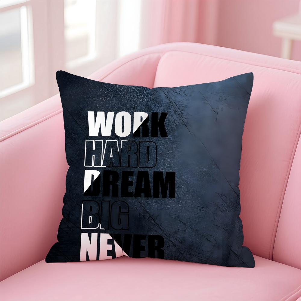 PPersonalized quotes Cushion Cover Pillow Case Soft Friendly Fabric Concealed Zipper