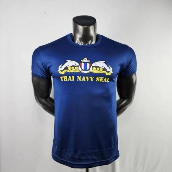 Футболка Королевский тайский ВМС Seal Thailand Shark Flag Майка с круглым вырезом и коротким рукавом с принтом Быстросохнущая национальная униформа для мужчин и женщин унисекс
