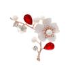 New Shell And Pearl Flower Brooches For Women Elegant Fashion Pin Red Crystal Brooch Wedding Jewelry High Quality