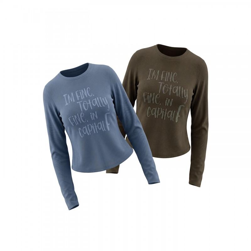 HeyHenry Womens Korean Style Crew Neck Long Sleeve T-Shirt Letter Print Casual Basic Top Fall