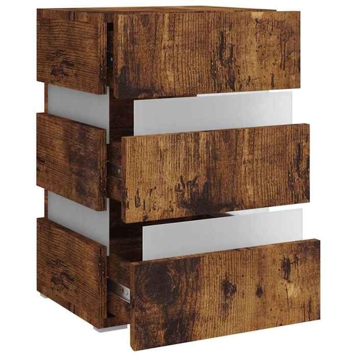 Table de chevet - Maison Exclusive - LED intégrée - Chêne fumé - 1 compartiment de rangement