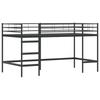 Kids Loft Bed Frame with Curtains Black 80 x 200 cm