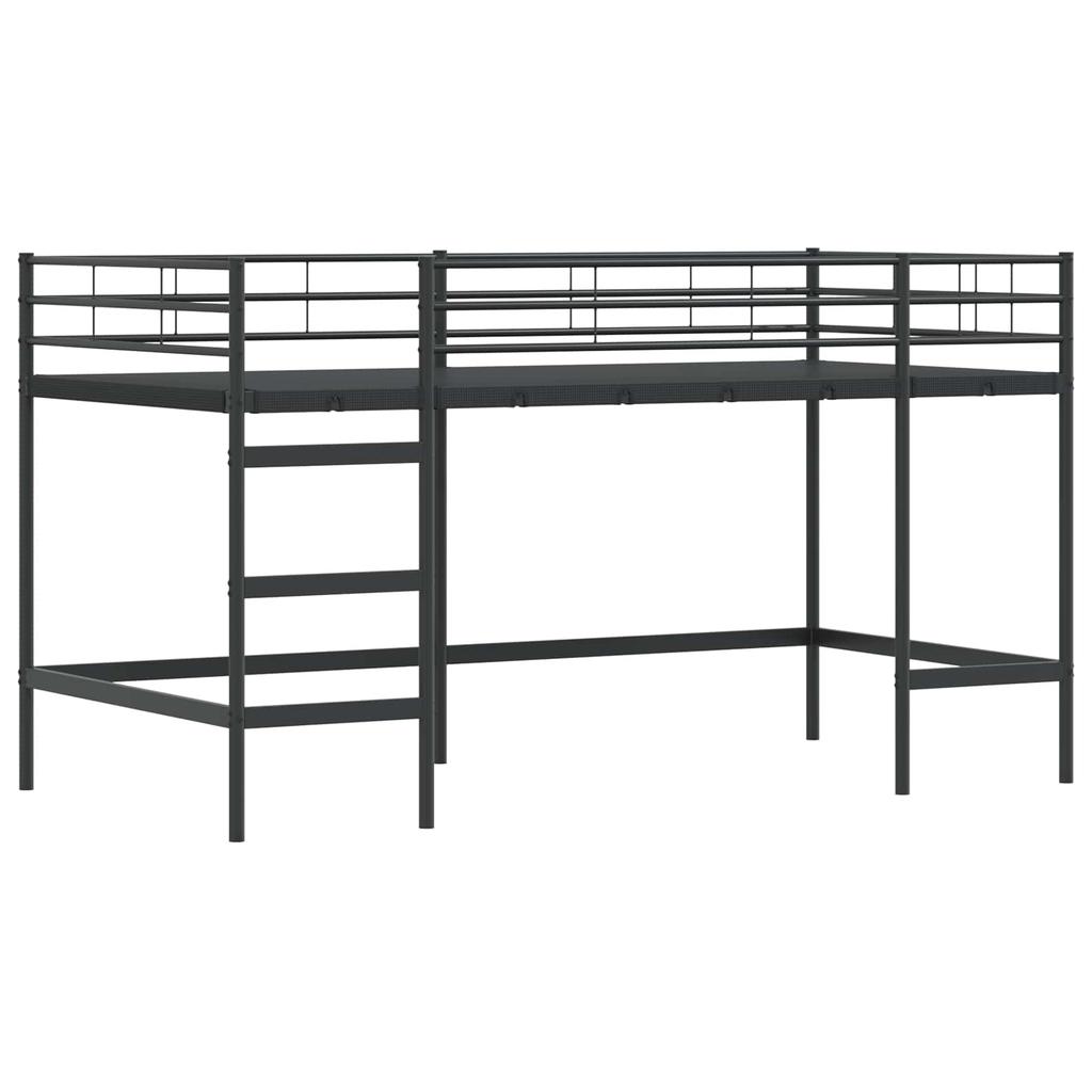 Kids Loft Bed Frame with Curtains Black 80 x 200 cm