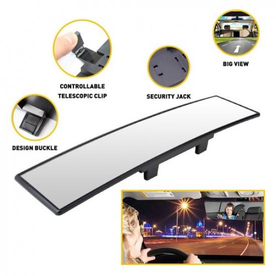 Universal 300MM Convex Clear Interior Clip On View Rear Mirror For Auto Car