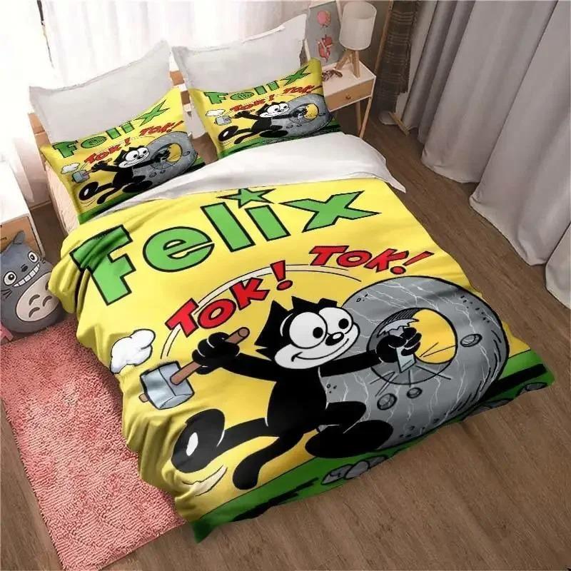 Cartoon Felix Cat Bed Set Home Decoration for Boy and Girl Feline-Follies Duvet Cover Pillowcase Single Double Large Size