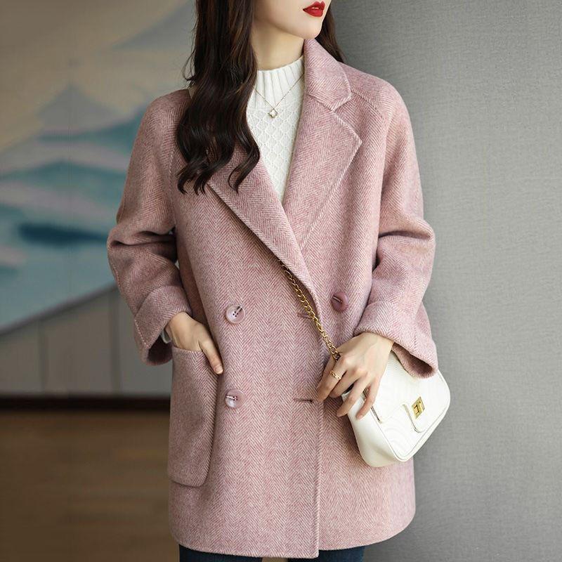 Loose Leisure Style Women Wool Coat Double Breasted Casacos Feminino Cashmere Clothes
