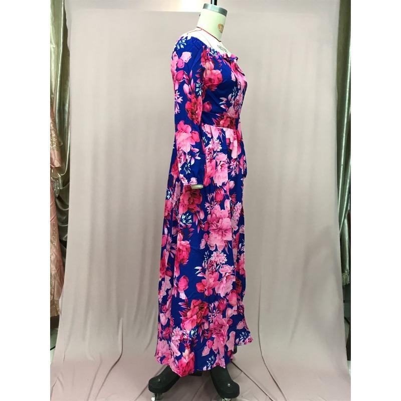 Women's Summer Holiday One Neck Swing Printed Dresses