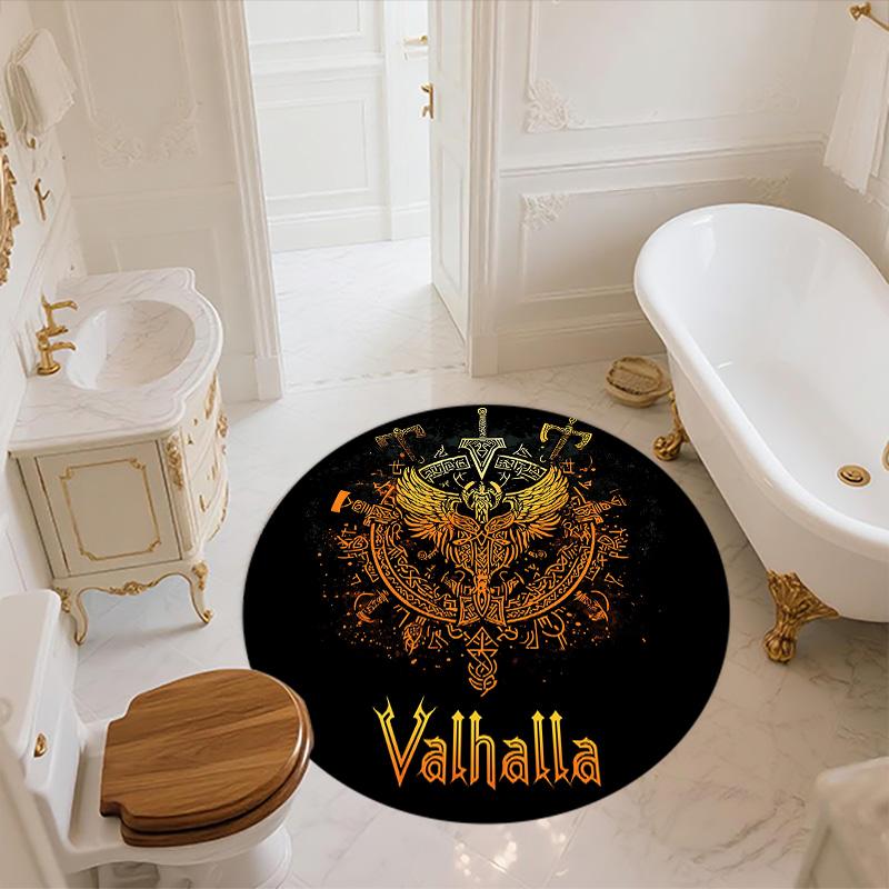Viking Battle Axe,Round Area Rug,Carpet Rug for Living Room Bedroom Sofa Playroom Decor,Non-slip Floor Mat