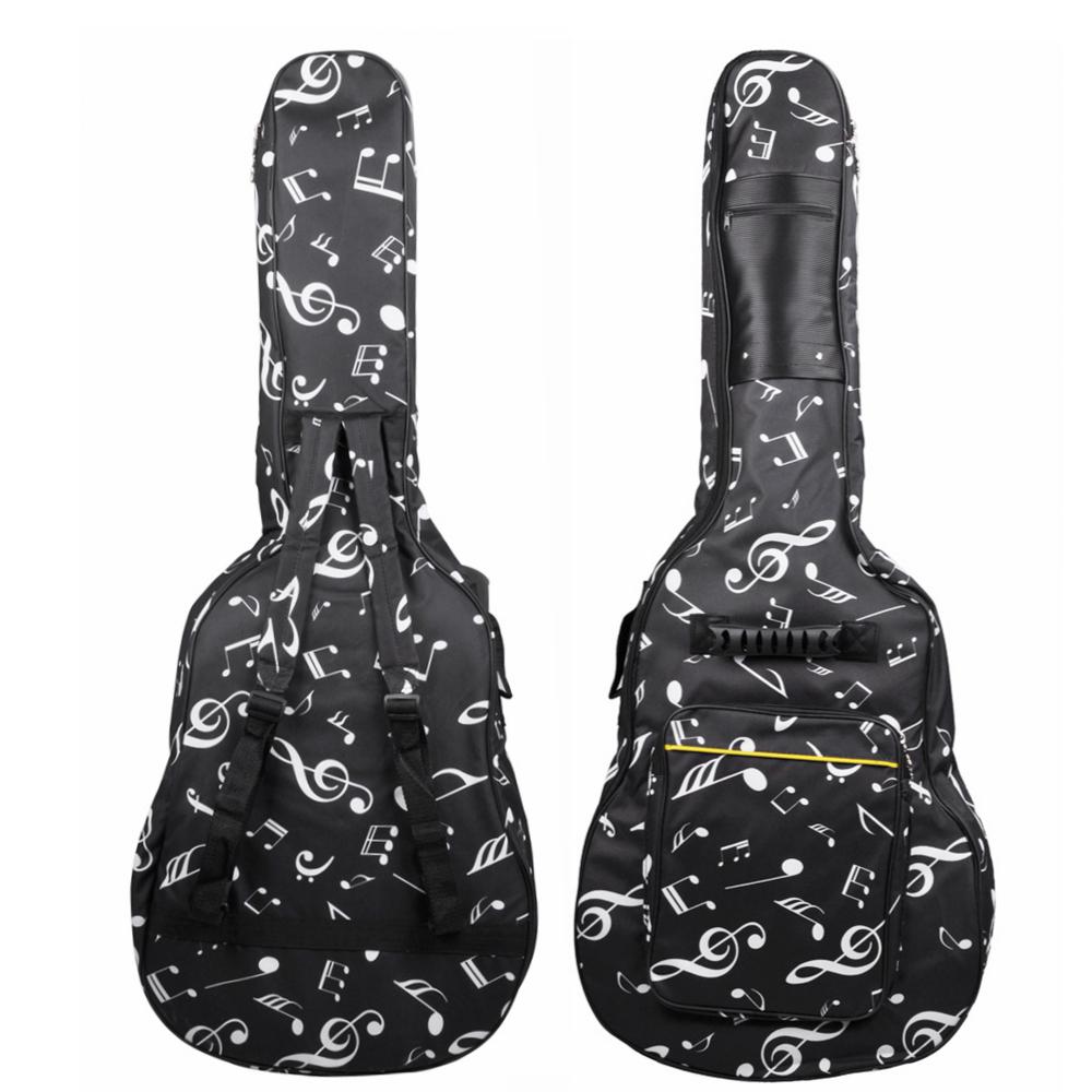 40 / 41 Inch Musical Note Folk Acoustic Guitar Case Double Straps Canvas Pad 10mm Cotton Thickening
