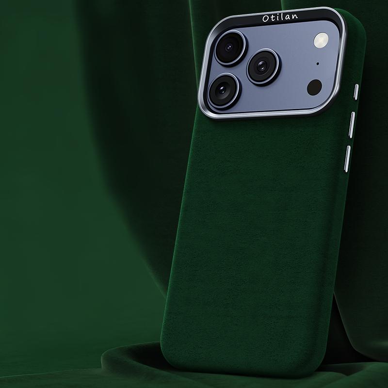 Italy Suede Magnetic Phone Case for iPhone 17 Air 13 14 15 16 Pro Max Luxury Metal Button All-inclusive Wireless Charging Cover