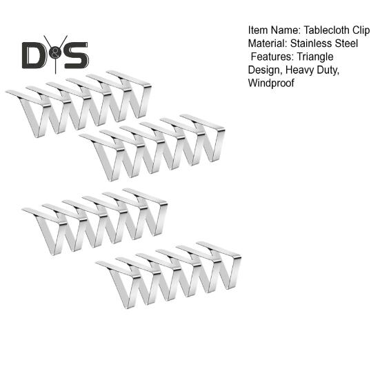 6/12/24 шт. зажим для скатерти из нержавеющей стали, нескользящий, прочный, для использования в помещении, на открытом воздухе, на свадьбе, на пикнике, на кемпинге, держатель для крышки стола, треугольный фиксирующий зажим