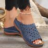 Large Size Fashion Low Heel Sandals Female 2025 Summer New Hollow Flower Slippers