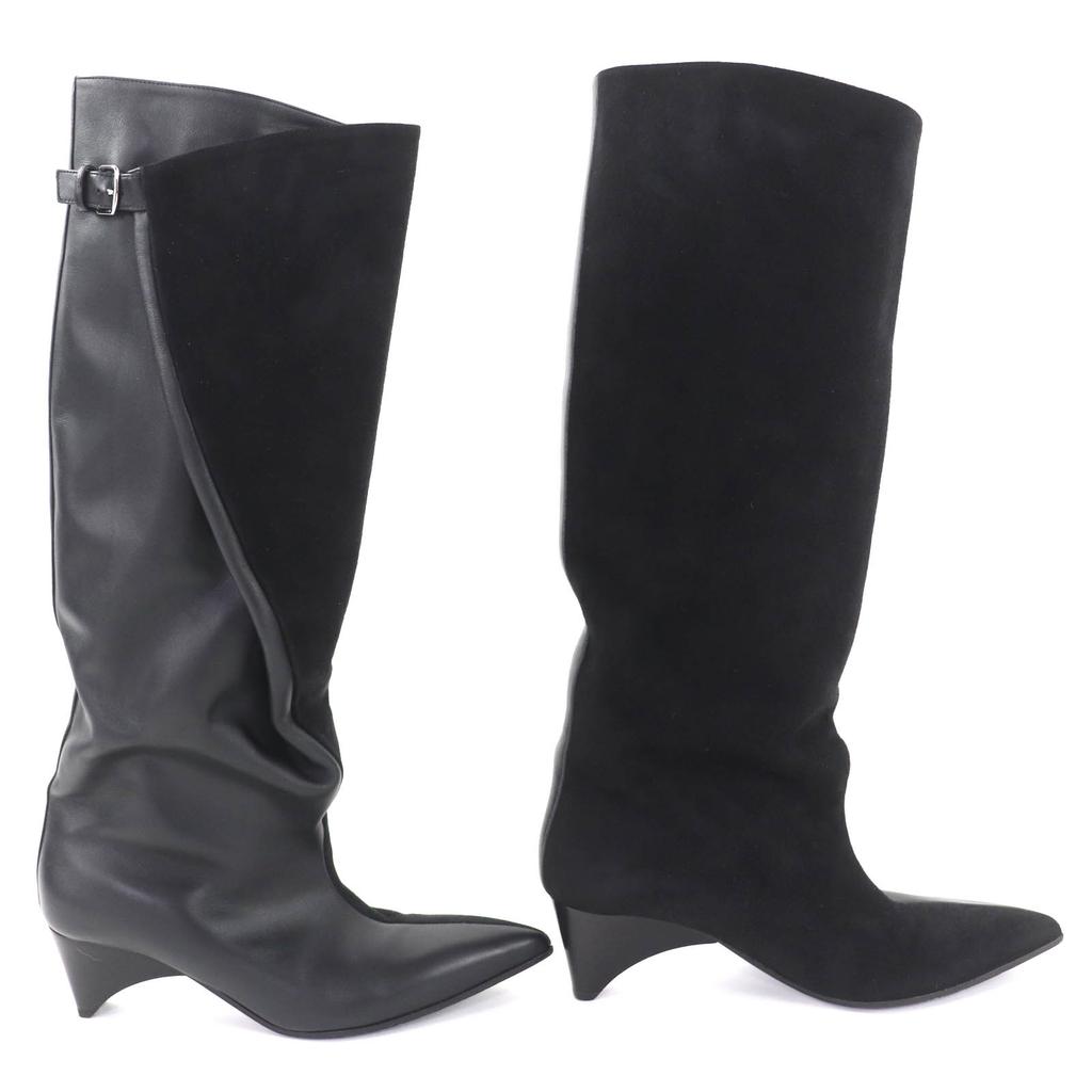 Great HERMES Knee-high boots Ilona black leather Women 36 232007Z Used