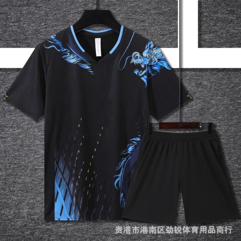 Quick-Dry Badminton Sport Set Kids Adults Unisex Training Uniform Striped Black Performance Wear