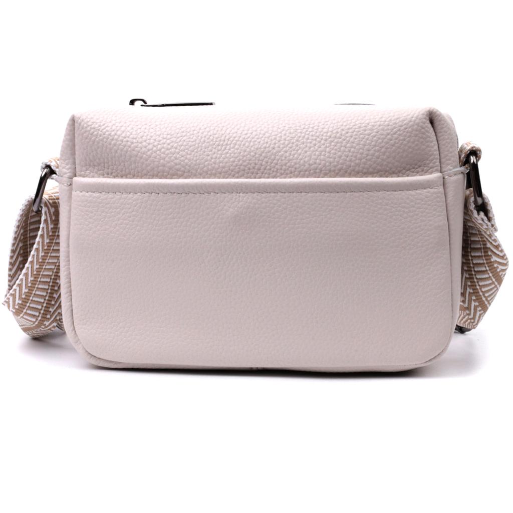 Women's Bag with One Compartment Made of Genuine Leather Vintage 22602 White