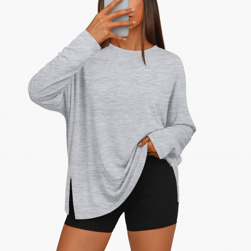 Womens Oversized Long Sleeve T Shirts  Basic Crewneck Tee Fall Tops Casual Pullover