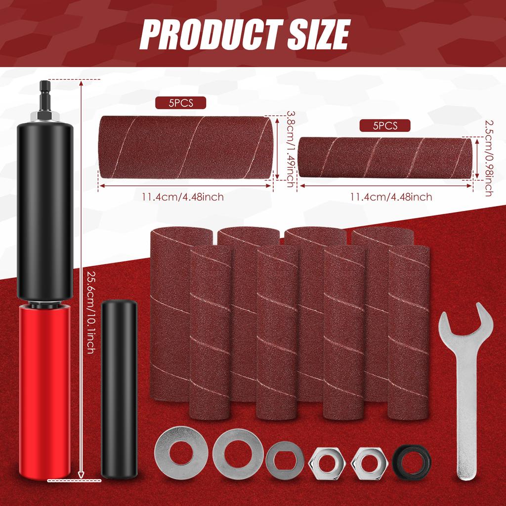 Набор из 13 наждачной бумаги для полировки с шлифовальными оправками 1/1,5 дюйма, барабан для вращающегося инструмента, абразивная наждачная бумага, барабанный шлифовальный рукав