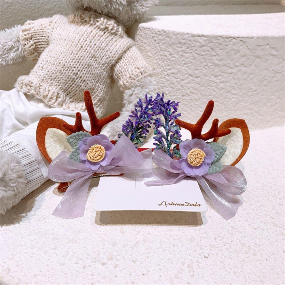 Bow Antler Hairpin Han Clothes Accessories Deer Horn HeadWear Sweet Christmas Hair Clip Girls