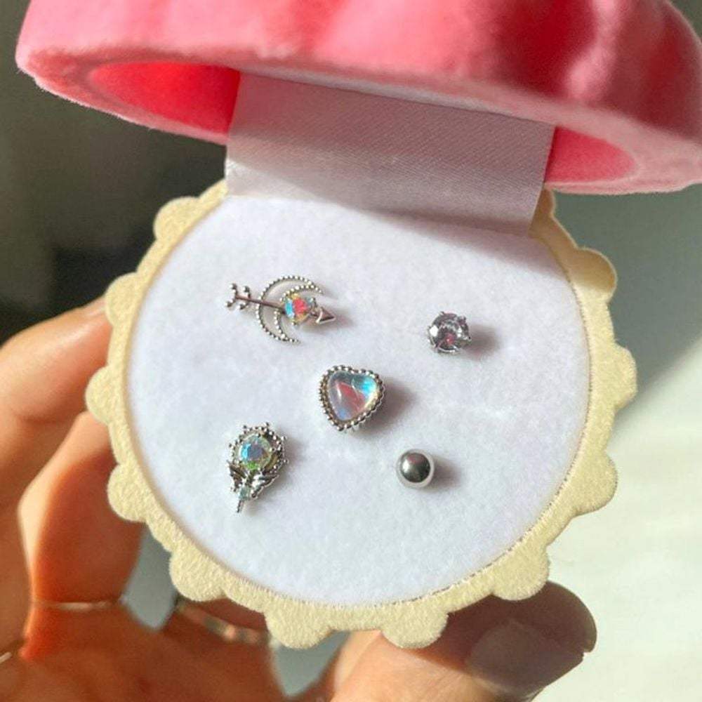 Sparkly Piercing Earrings Set of 5 - Summer Fashion Accessories